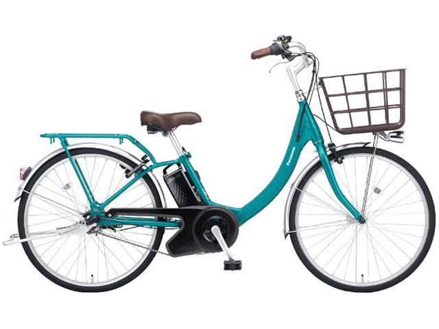 驚きの値段 大阪府パナソニック電動アシスト自転車 ライムグリーン 前カゴ付き 自転車本体
